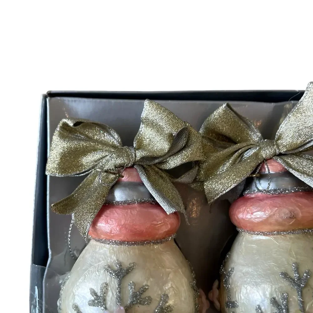 RETIRED Mackenzie-Childs Home Sweet Snow Capiz Ornament Set of 3 NEW